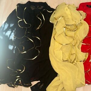 NWOT Set of 3 Ruffle Sheer Blouses